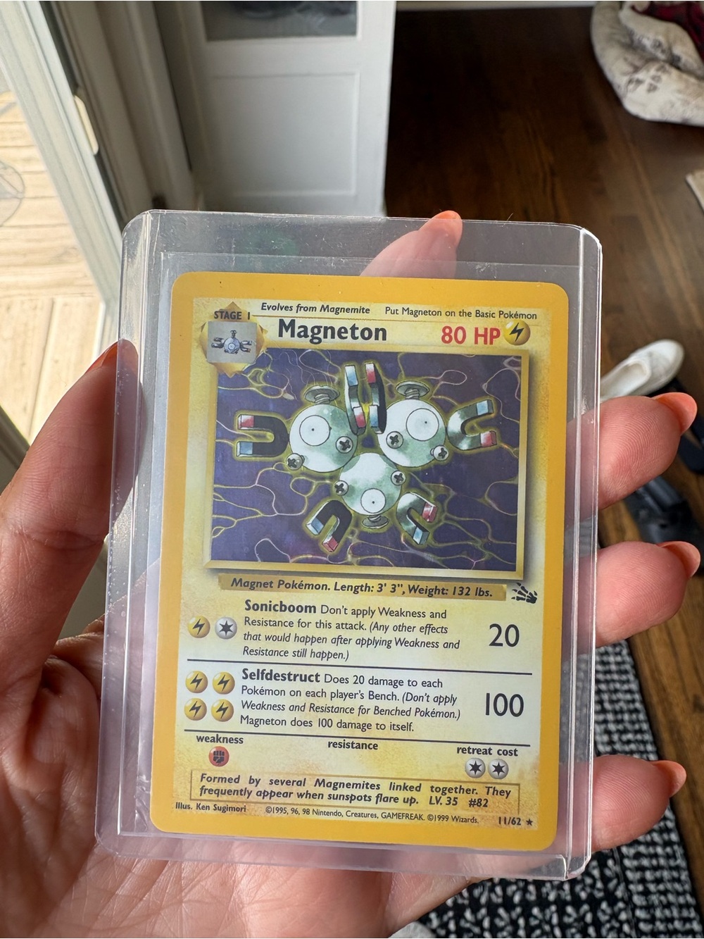 Magneton - 11/62 - Holo Rare - Unlimited Edition Fossil Pokemon Moderately Playe